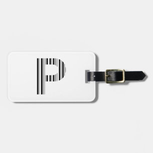 LETTER P BAR CODE First Initial Barcode Pattern Luggage Tag