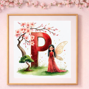 Letter P Bonsai Tree Fairy Poster Japanese Garden