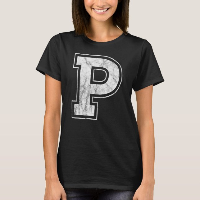 Letter P Capital Alphabet Monogram Initial T-Shirt (Front)
