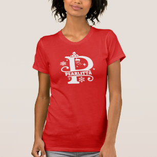 Letter P Christmas Monogram Initial Name Red T-Shirt