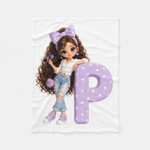 Letter P Doll with Purple Bow Blanket