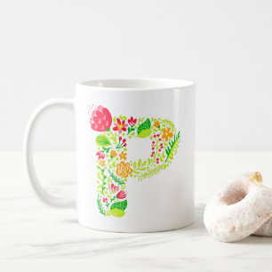Letter P in Flowers Coffee Mug