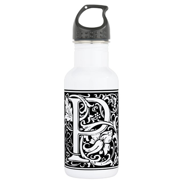 Letter P Mediaeval Monogram Art Nouveau 532 Ml Water Bottle (Front)