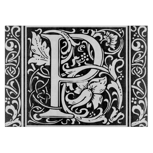 Letter P Mediaeval Monogram Art Nouveau Cutting Board (Front)