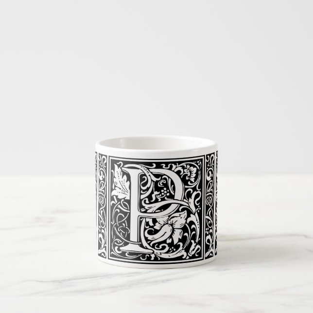 Letter P Mediaeval Monogram Art Nouveau Espresso Cup (Front)