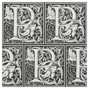 Letter P Mediaeval Monogram Art Nouveau Fabric