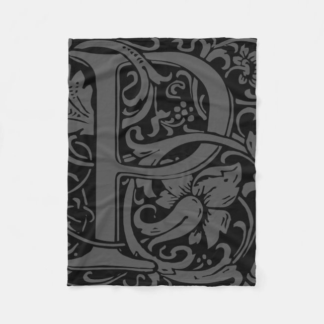 Letter P Mediaeval Monogram Art Nouveau Fleece Blanket (Front)