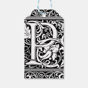 Letter P Mediaeval Monogram Art Nouveau Gift Tags