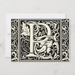 Letter P Mediaeval Monogram Art Nouveau Invitation