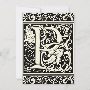 Letter P Mediaeval Monogram Art Nouveau Invitation