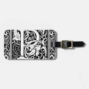 Letter P Mediaeval Monogram Art Nouveau Luggage Tag