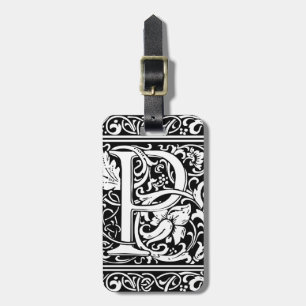 Letter P Mediaeval Monogram Art Nouveau Luggage Tag