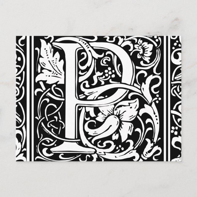 Letter P Mediaeval Monogram Art Nouveau Postcard (Front)