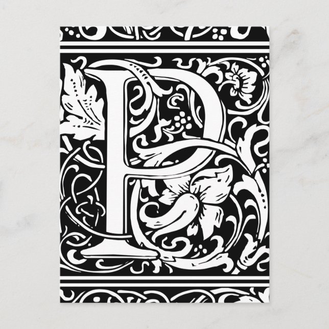Letter P Mediaeval Monogram Art Nouveau Postcard (Front)