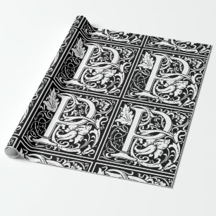 Letter P Mediaeval Monogram Art Nouveau Wrapping Paper