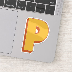 Letter P Monogram, Bold 3D Type Font Initial