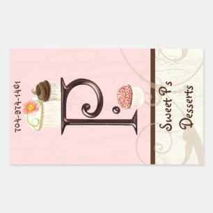 Letter P Monogram Dessert Bakery Business Cards Rectangular Sticker