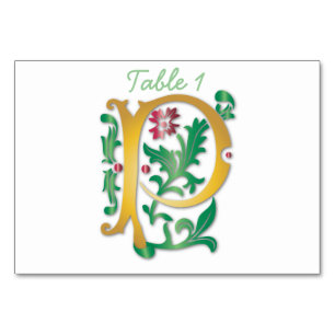 Letter P Monogram Fleur de lis Table Number
