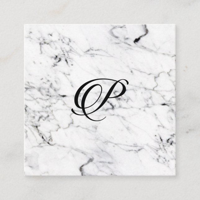 Letter P monogram Marble texture Enclosure Card (Front)