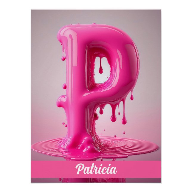 Letter P, Monogram P  - Customizable Name Poster  (Front)