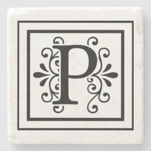 Letter P Monogram Stone Coasters