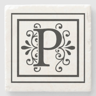 Letter P Monogram Stone Coasters