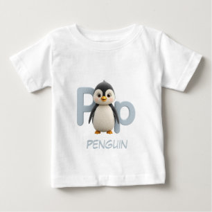 Letter P Penguin Educational Kids T-Shirt Upperc