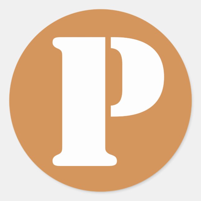 Letter P Peru Gold Stencil Alphabet by Janz Classic Round Sticker (Front)