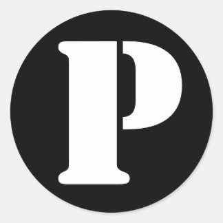 Letter P Stencil Alphabet by Janz Black Classic Round Sticker