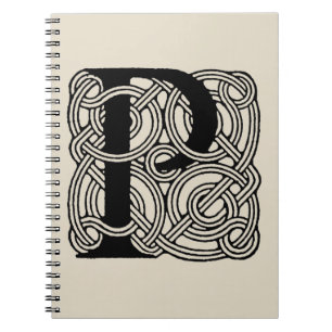 Letter P Vintage Celtic Knot Monogram Notebook