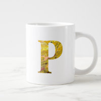 Letter P Yellow Gold Boho Marble Monogram