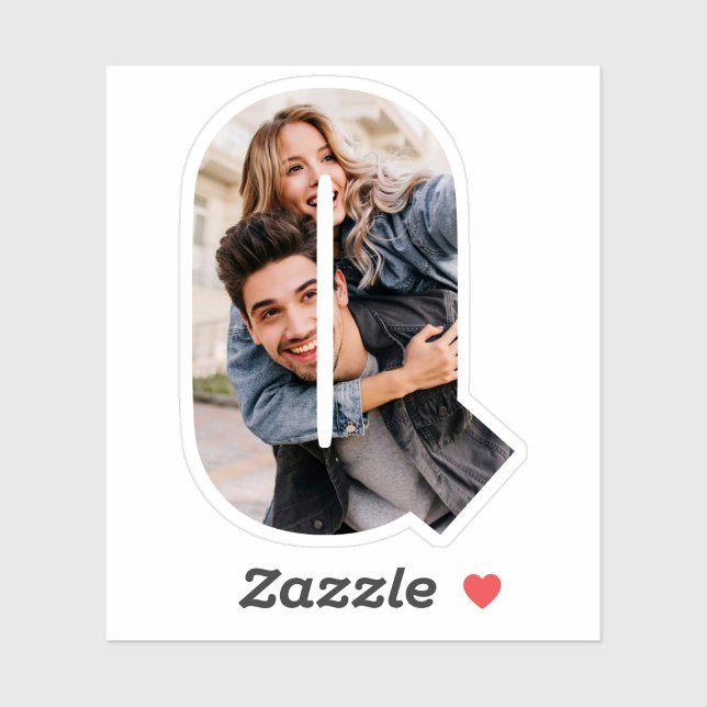 Letter Q Alphabet & Photo Custom-Cut Vinyl Sticker (Creator Uploaded)