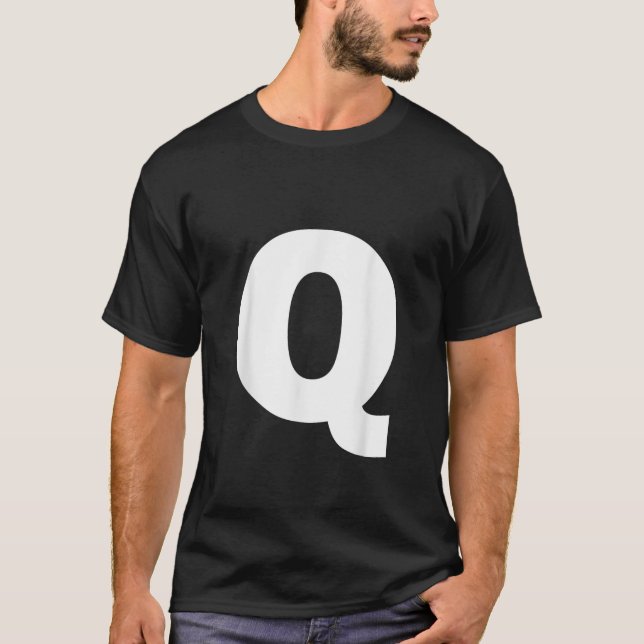Letter Q Capital Alphabet Monogram Initial T-Shirt (Front)