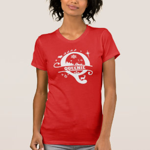 Letter Q Christmas Monogram Initial Name Red  T-Shirt