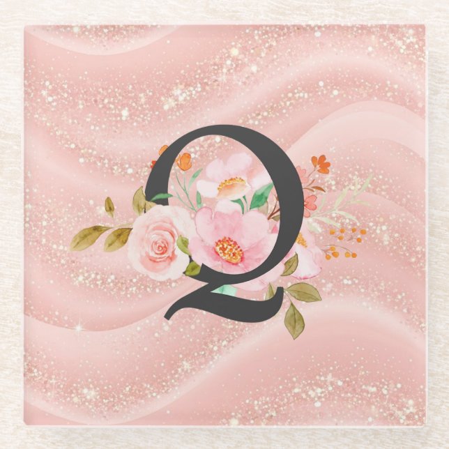 Letter Q Glass Coaster (Front)