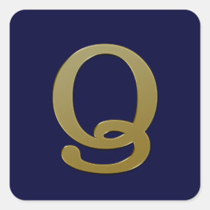 Letter Q Gold Square Sticker