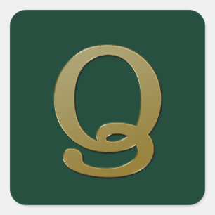 Letter Q Gold Square Sticker