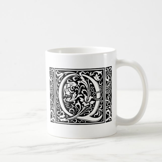Letter Q Mediaeval Monogram Art Nouveau Coffee Mug (Right)