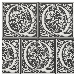 Letter Q Mediaeval Monogram Art Nouveau Fabric