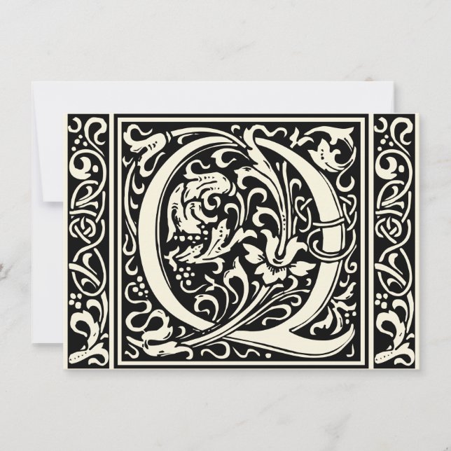 Letter Q Mediaeval Monogram Art Nouveau Invitation (Front)