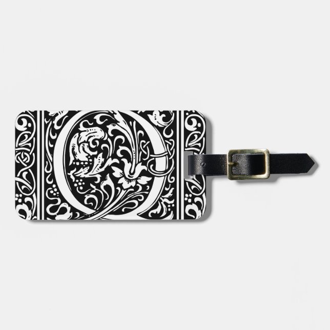 Letter Q Mediaeval Monogram Art Nouveau Luggage Tag (Front Horizontal)