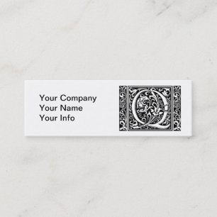 Letter Q Mediaeval Monogram Art Nouveau Mini Business Card
