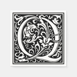 Letter Q Mediaeval Monogram Art Nouveau Napkin