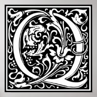 Letter Q Mediaeval Monogram Art Nouveau