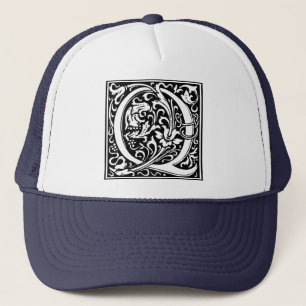 Letter Q Mediaeval Monogram Art Nouveau Trucker Hat
