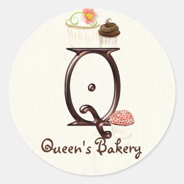 Letter Q Monogram Cupcake Logo Business Stickers (Front)