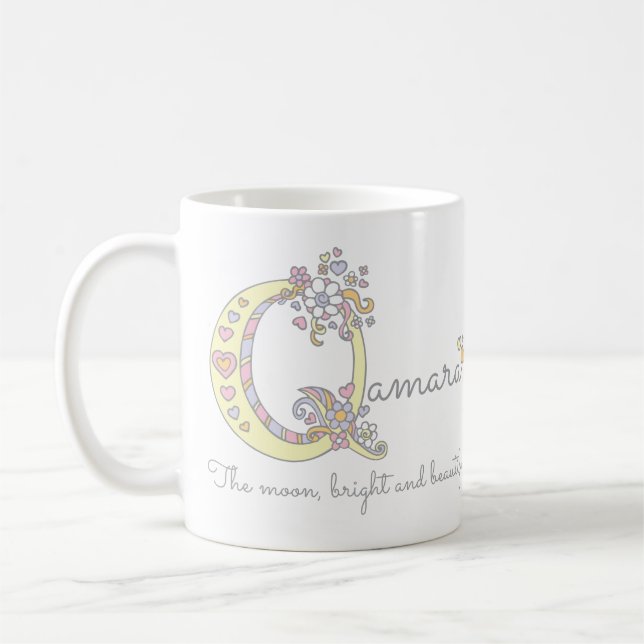 Letter Q name meaning monogram mug (Left)