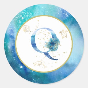 *~*  LETTER Q -  Nautical Beach Envelope  Sticker
