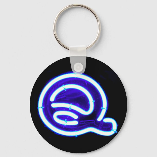 Letter "Q" Neon Light Monogram Key Ring (Front)