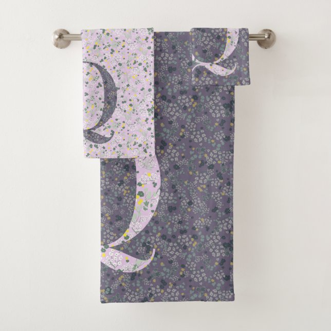 Letter Q purple liberty  Bath Towel Set (Insitu)